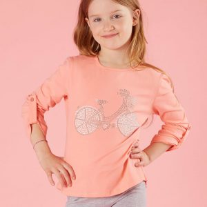 Peach girl blouse with appliqué