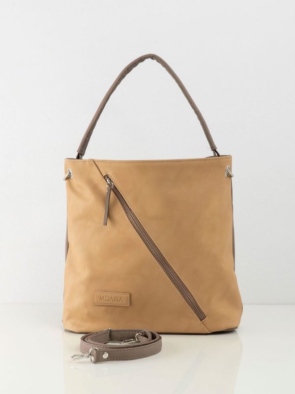 Beige bag with asymmetrical pocket