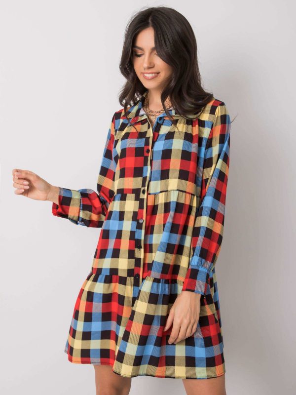 Jendayi Red and Blue Plaid Dress