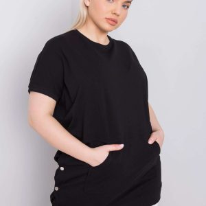 Black plus size blouse with pocket Newport