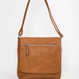 Brown women's handbag with flip