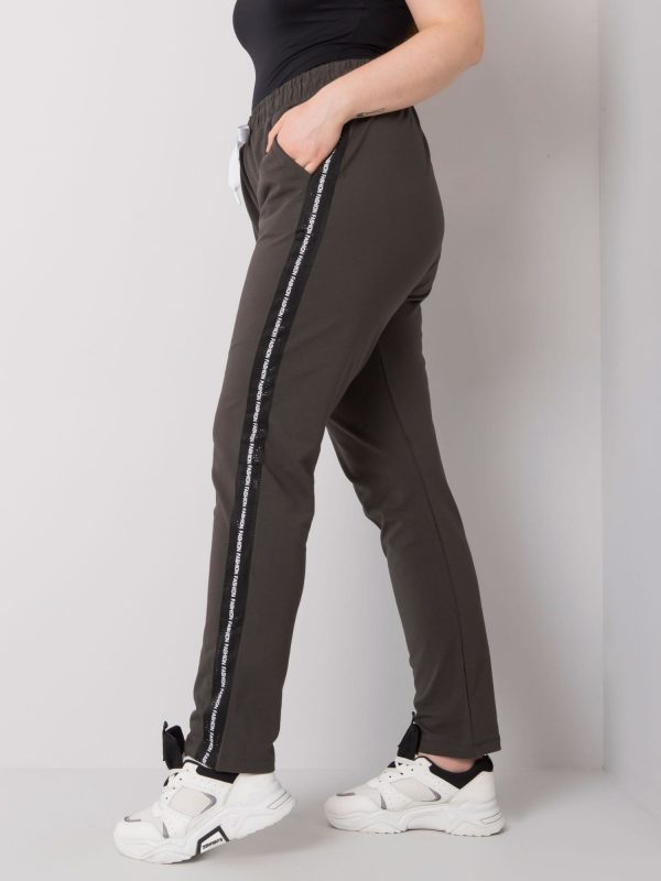 Dark khaki plus size sweatpants with stripes Felise