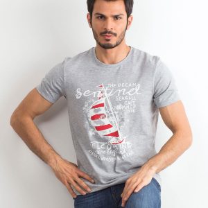 Men's cotton T-shirt with print grey