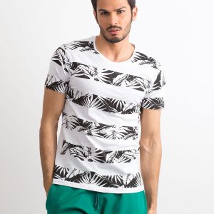 Men's T-shirt with vegetable print white/black