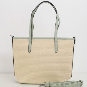 Beige and mint braided handbag