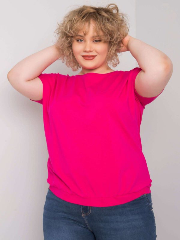 Fuchsia plus size blouse with Addyson ribbed