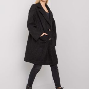 Women's black coat with pockets Bedford OCH BELLA