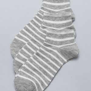 Gray striped short socks 3 pack