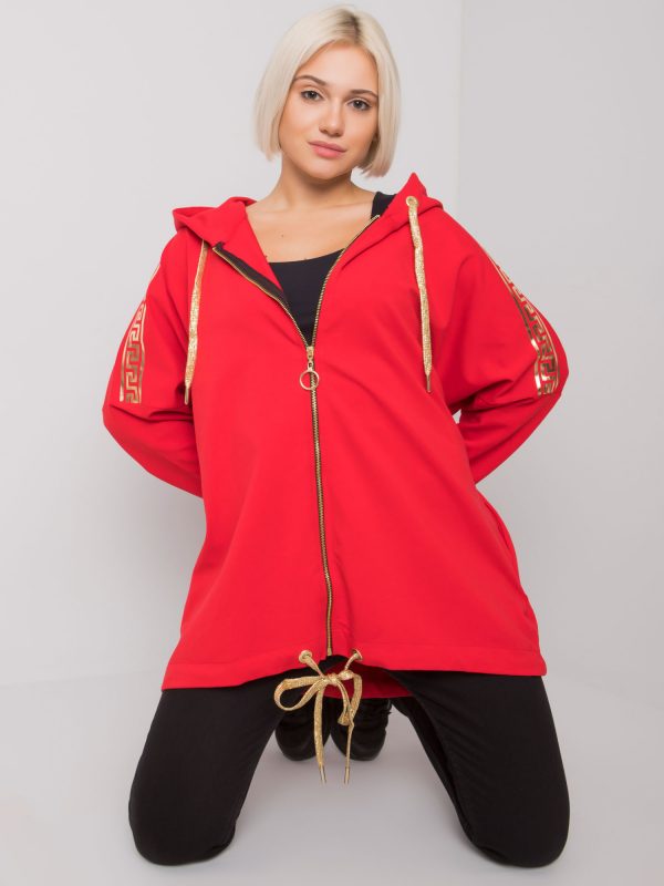 Red Athens Zipper Sweatshirt