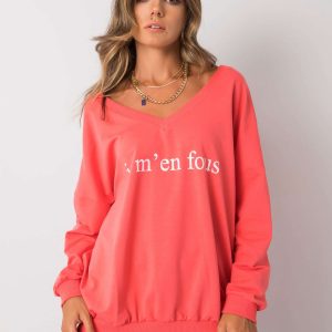 Coral cotton sweatshirt with Bridgett lettering