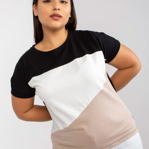 Black and beige plus size short sleeve t-shirt