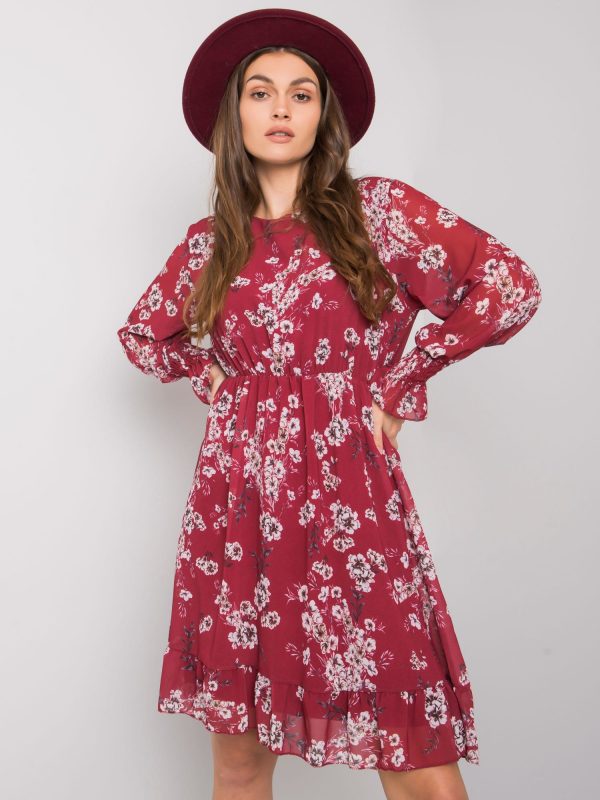 Burgundy flower dress Tamila RUE PARIS