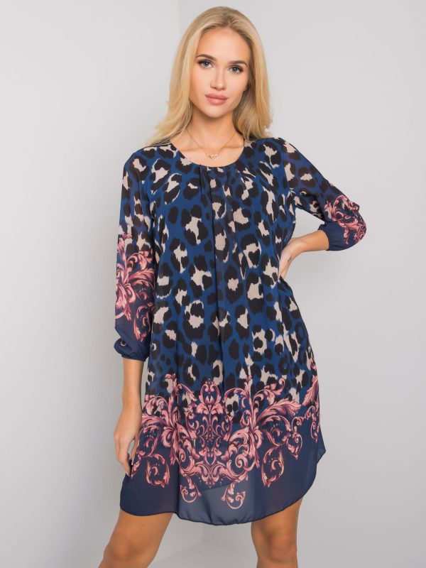 Navy blue dress with animal patterns Sunny OCH BELLA