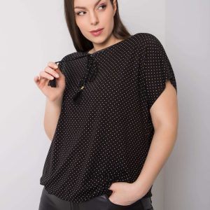 Jess polka dot black plus size blouse