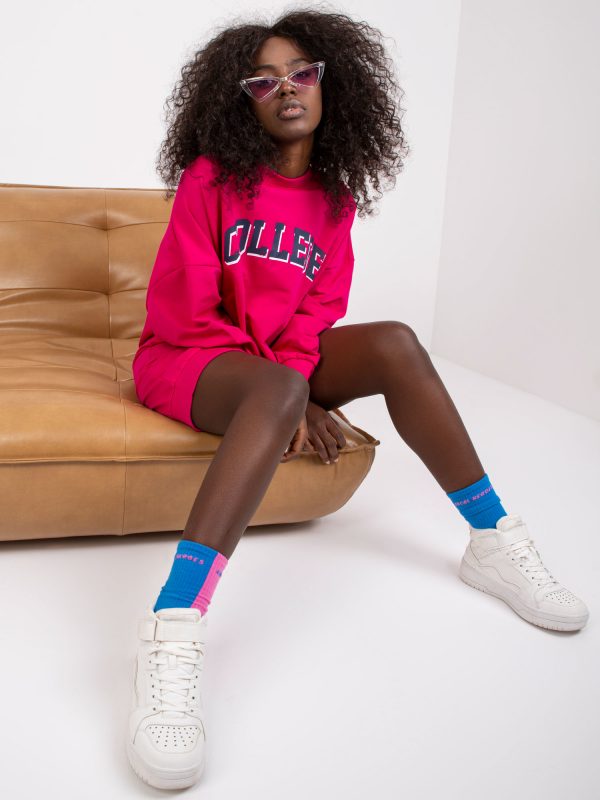 Fuchsia cotton sweatshirt with Jessica inscription