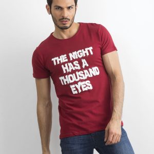 Burgundy men's t-shirt with inscription