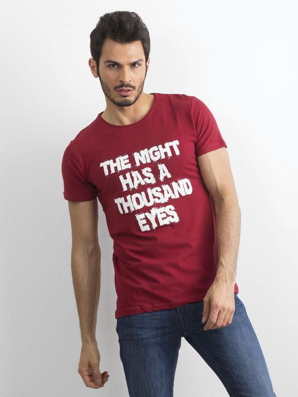 Burgundy men's t-shirt with inscription