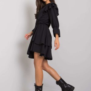 Black dress with ruffles Cataleya RUE PARIS