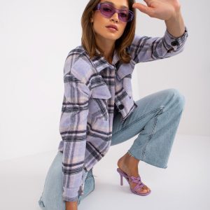 Violet Oversized Plaid Shirt Camelia