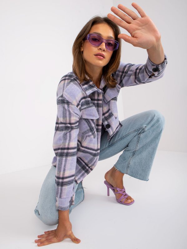 Violet Oversized Plaid Shirt Camelia