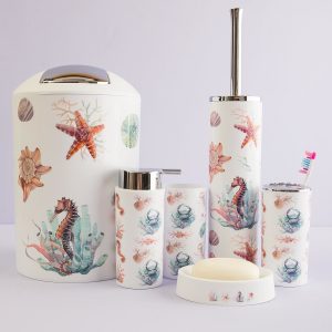 White Printed Bathroom UTENSILS Set