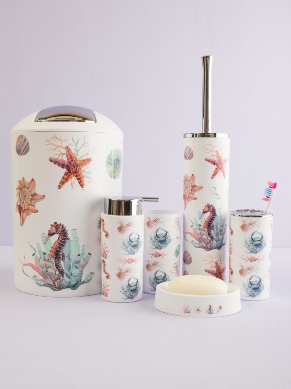 White Printed Bathroom UTENSILS Set