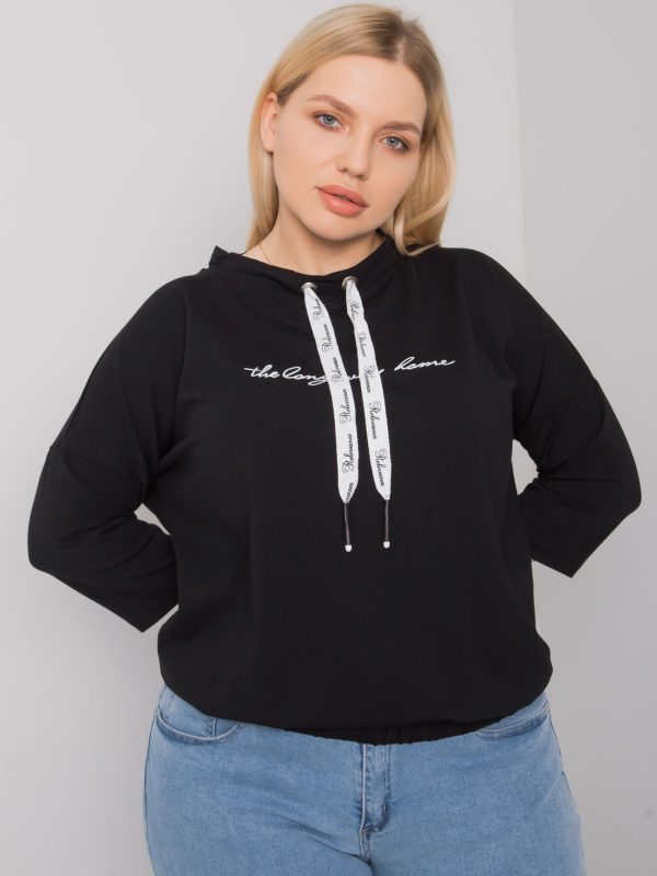 Black plus size blouse with Perry inscription