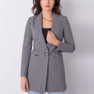 White and black houndstooth coat Adelia