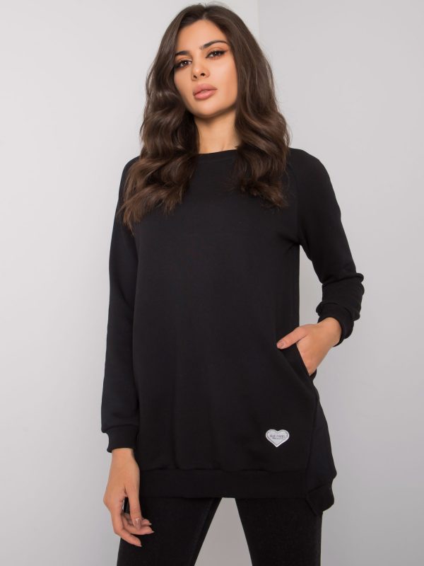 Black cotton sweatshirt with pockets Candri RUE PARIS