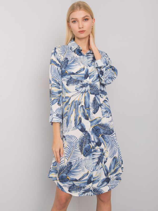 Dark Blue Printed Shirt Dress Rochester RUE PARIS