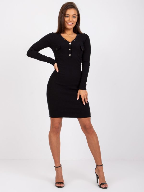 Sophie RUE PARIS Black Ribbed Dress