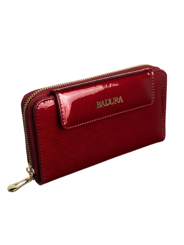 Red lacquered women's wallet BADURA