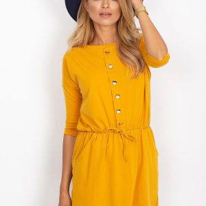 Mustard dress with buttons