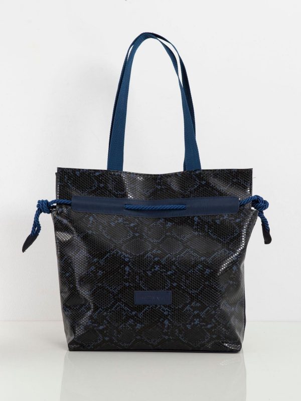 Navy Blue Large Bag with Animal Motif