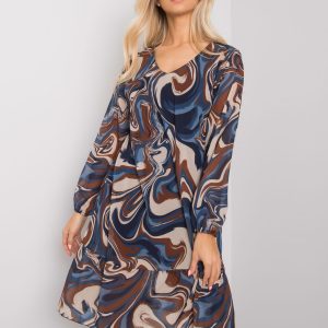 Dark blue dress with flounce Burano