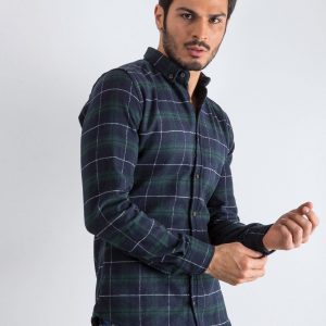 Navy blue green men's shirt Lumberjack