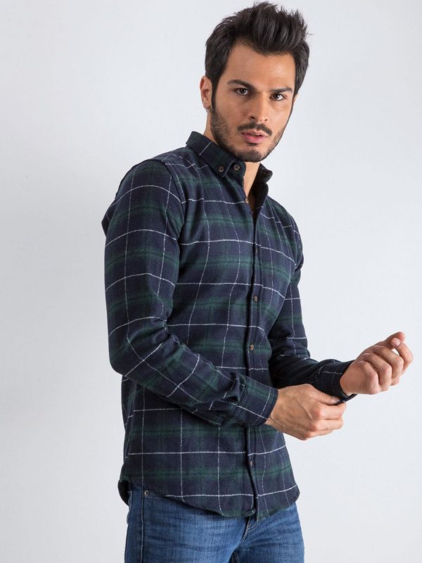 Navy blue green men's shirt Lumberjack