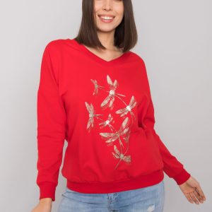 Red plus size sweatshirt with Michella rhinestones