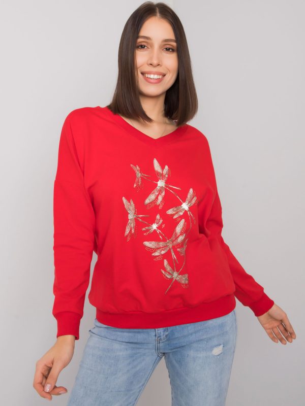 Red plus size sweatshirt with Michella rhinestones