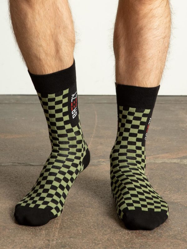 Green & Black Patterned Socks