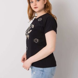 Black plus size blouse with Kelley applique