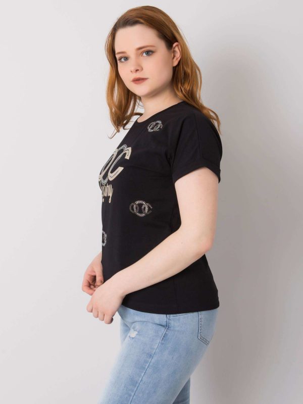 Black plus size blouse with Kelley applique