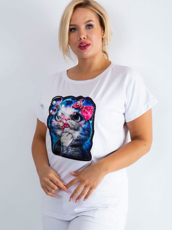 White T-shirt Adorable PLUS SIZE