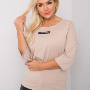 Beige plus size cotton blouse Lucy