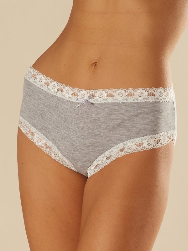 Grey panties with lace hem