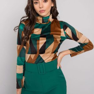 Green and brown velour blouse with Charlize patterns