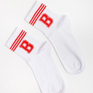 White and red sports socks