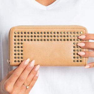 Beige wallet with studs