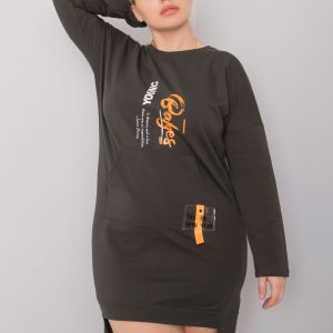 Dark Khaki Plus Size Sweatshirt Dress Akira