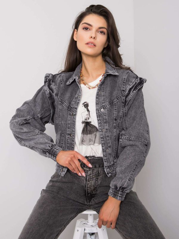 Dark grey short denim jacket Neves RUE PARIS